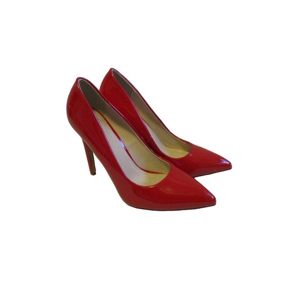 *Heart in D Lipstick Red Pointed Toe Stiletto Pumps Patent Leather - Picture 2 of 8